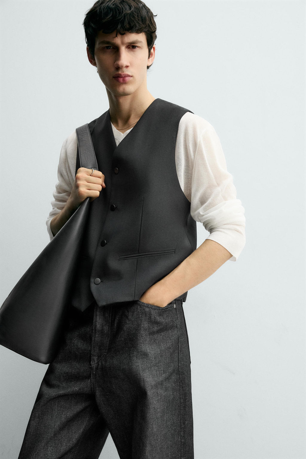 STRUCTURED WAISTCOAT WITH WOOL - Zara фото 7