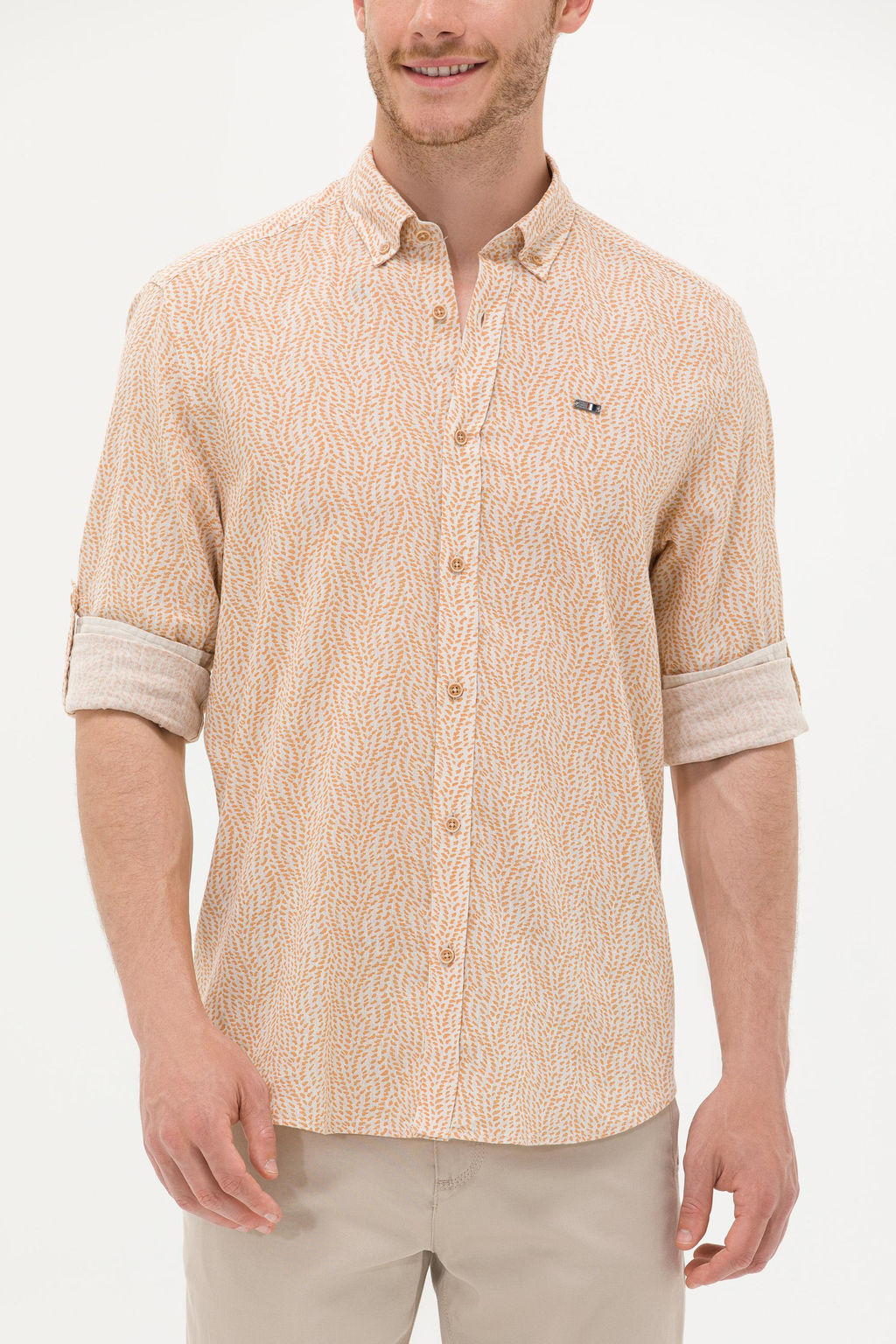 U. S. Polo Assn Мужская рубашка светло-коричневого цвета с длинным рукавом - U.s. polo assn фото 6