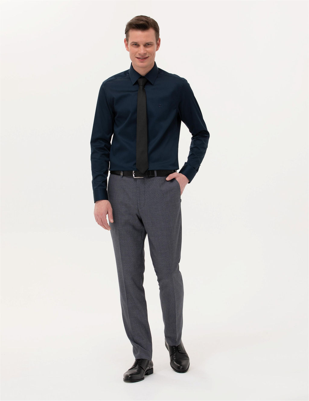 Lacivert Slim Fit Uzun Kollu Klasik G_mlek - Pierre cardin фото 4