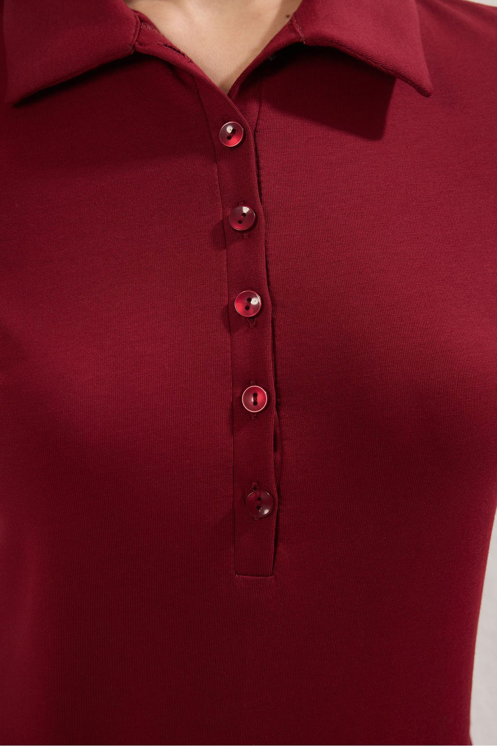 Trendyolmilla Siyah Polo Yaka Truvakar Kol Fitted/Vucuda Oturan Orme Bluz TWOSS25BZ00027 фото 3