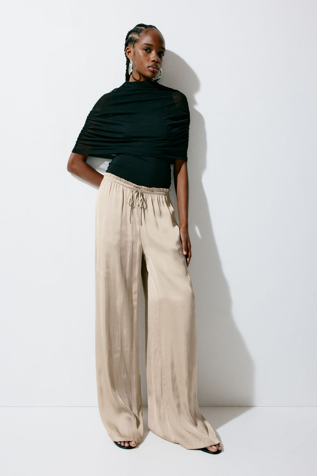 Pantal?n de sat?n con cord?n de ajuste - H&m фото 5