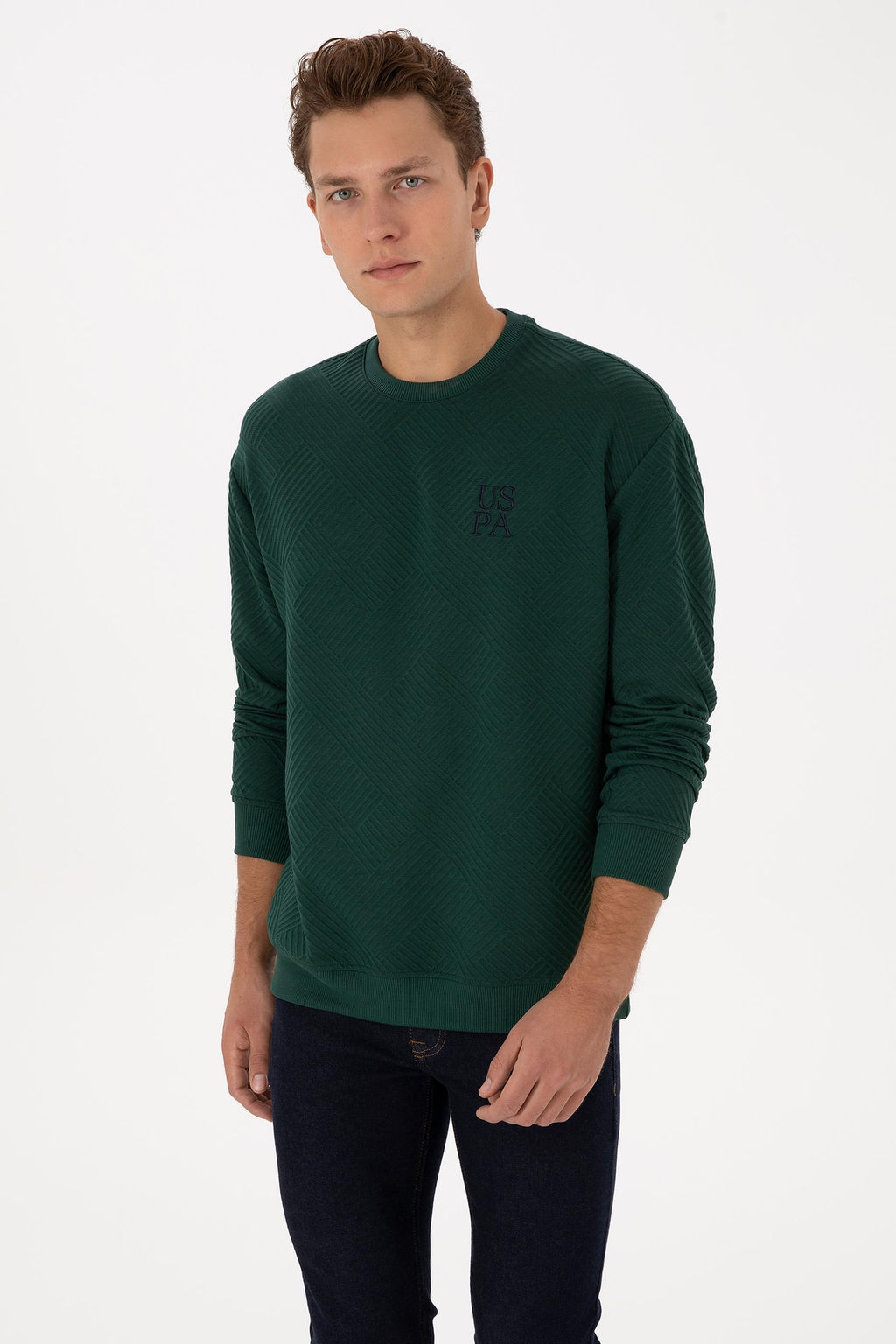 Erkek Koyu Ye_il Sweatshirt