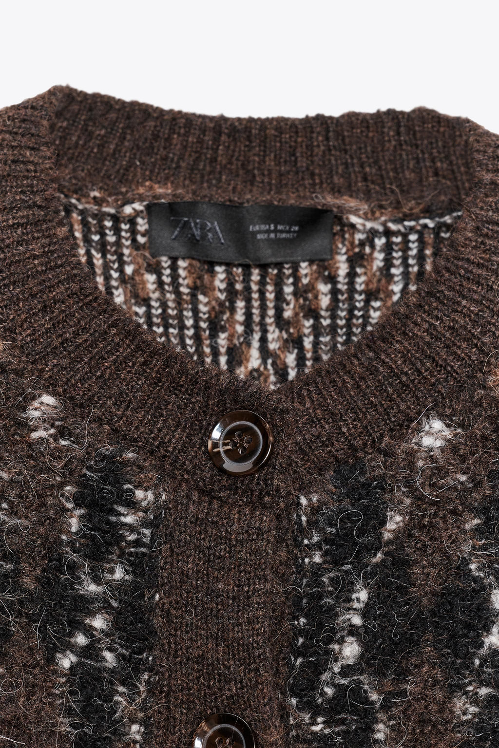ARGYLE KNIT SHORT SLEEVE CARDIGAN - Zara фото 6