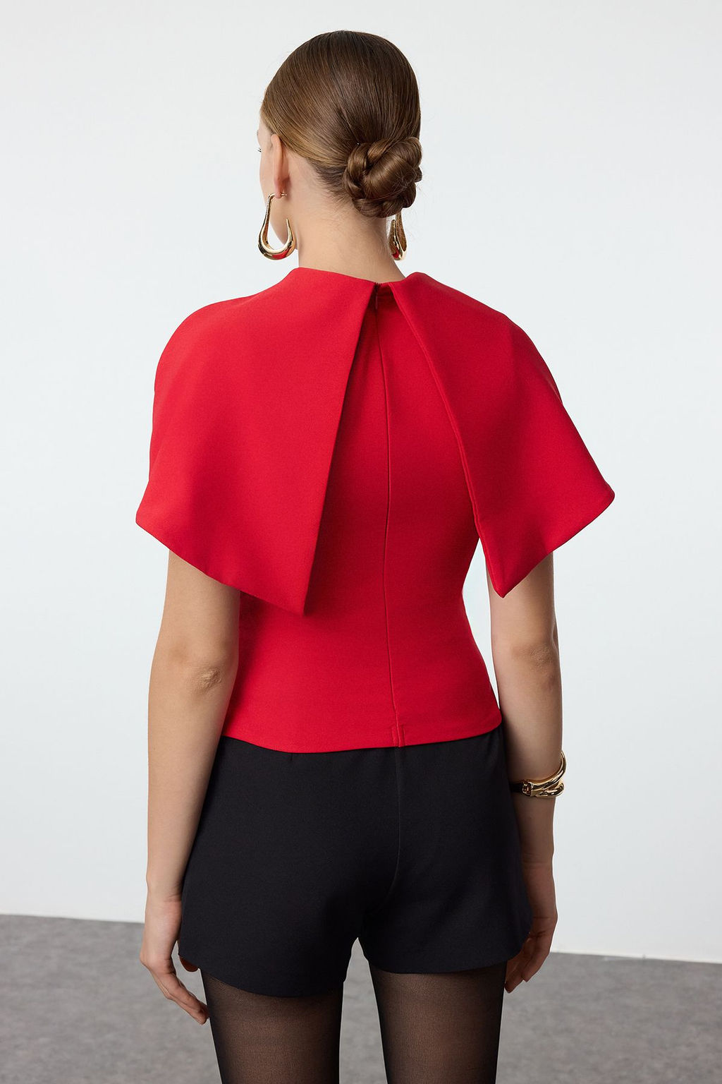 Trendyolmilla K?rm?z? Yaka Detayl? Dokuma Bluz TPRSS24BZ00053 фото 5