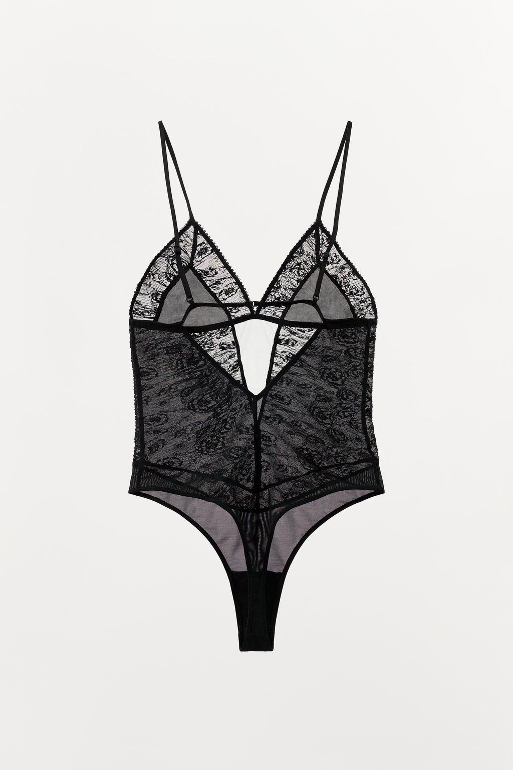 BODICE WITH PLEATED LACE AND FLORAL EMBROIDERY