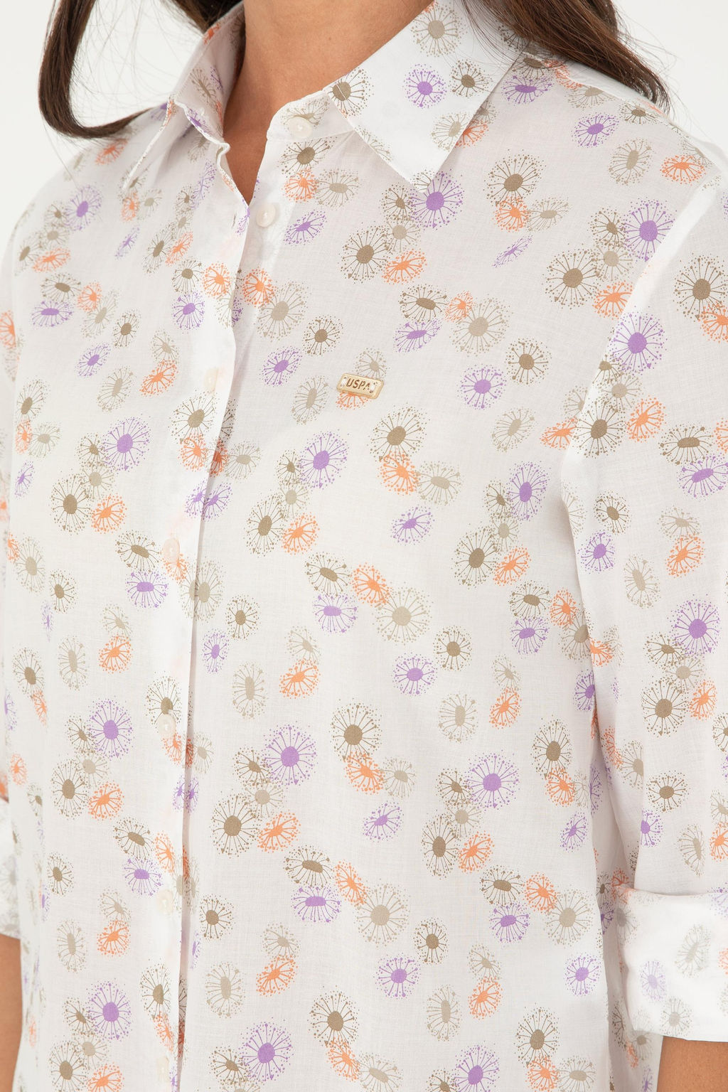 U. S. Polo Assn / Женская рубашка цвета хаки с длинным рукавом - U.s. polo assn фото 7