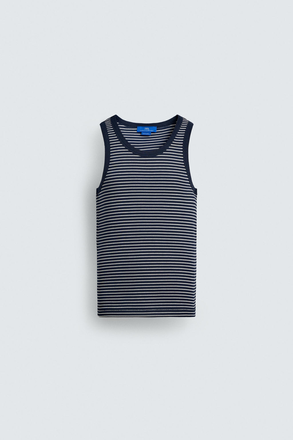 CAMISETA TANK JACQUARD RAYAS X AARON LEVINE / Azul / Blanco