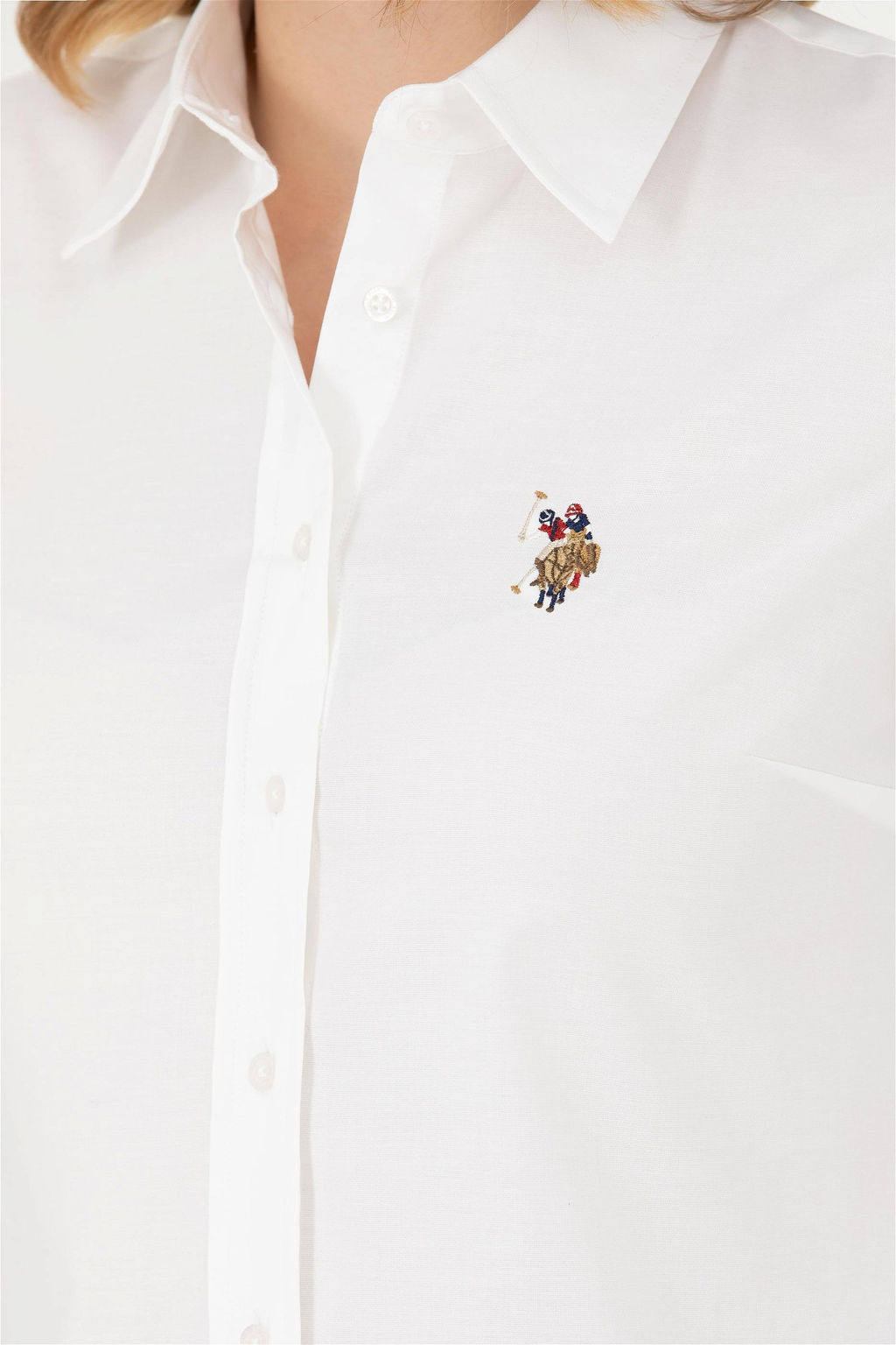 Женская белая базовая рубашка с длинным рукавом - U.s. polo assn фото 14