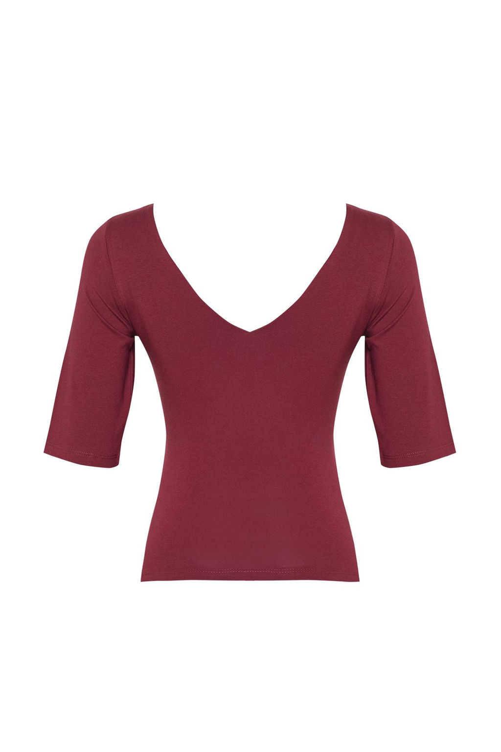 Trendyolmilla Tas Fitted/Vucuda Oturan V Yaka S?rt Dekolteli Esnek Orme Bluz TWOSS25BZ00083 фото 8