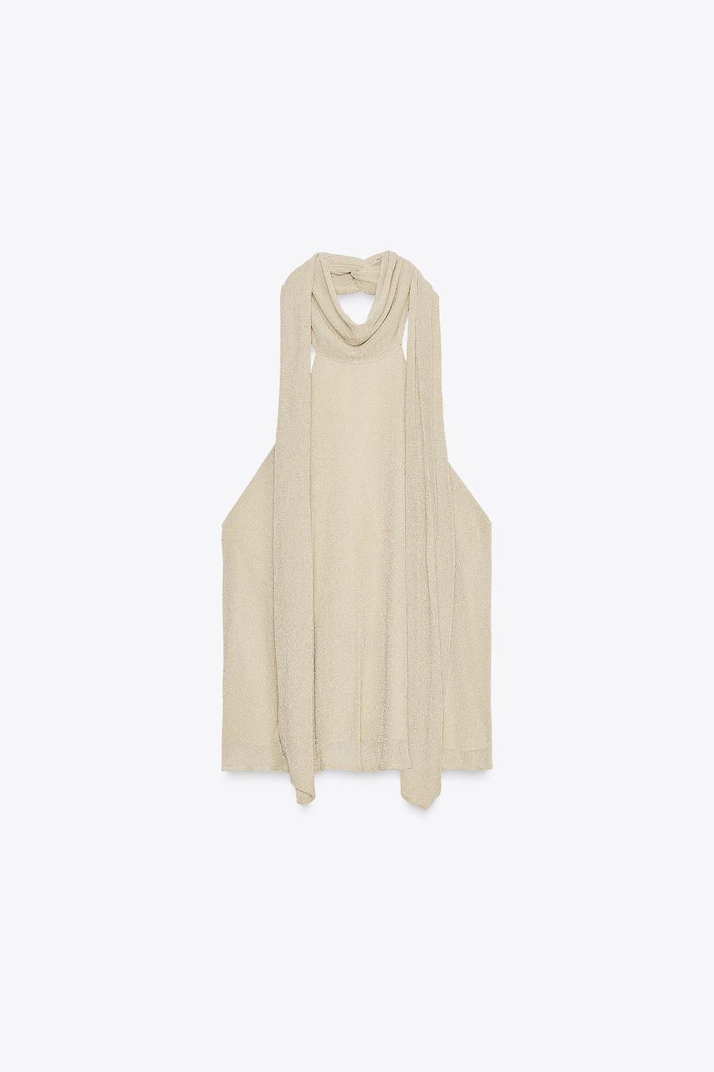 METALLIC THREAD HALTER TOP - Zara фото 8