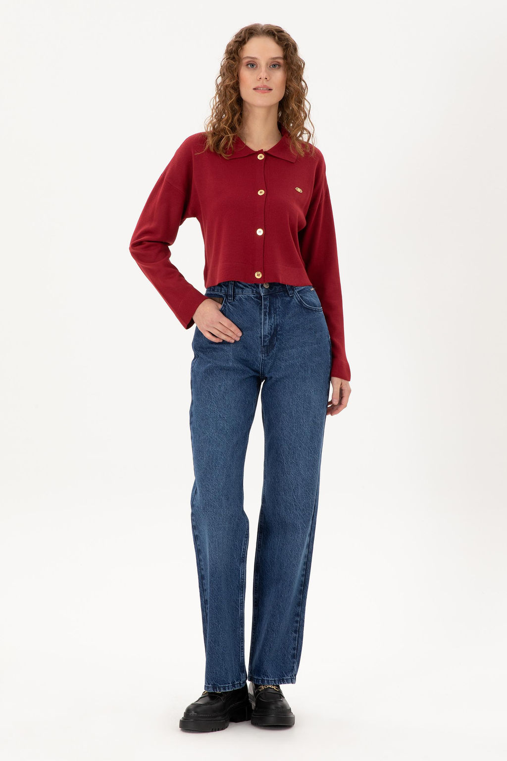 Женские синие джинсовые брюки