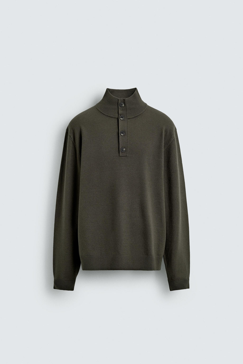 BUTTON-UP HIGH NECK SWEATER