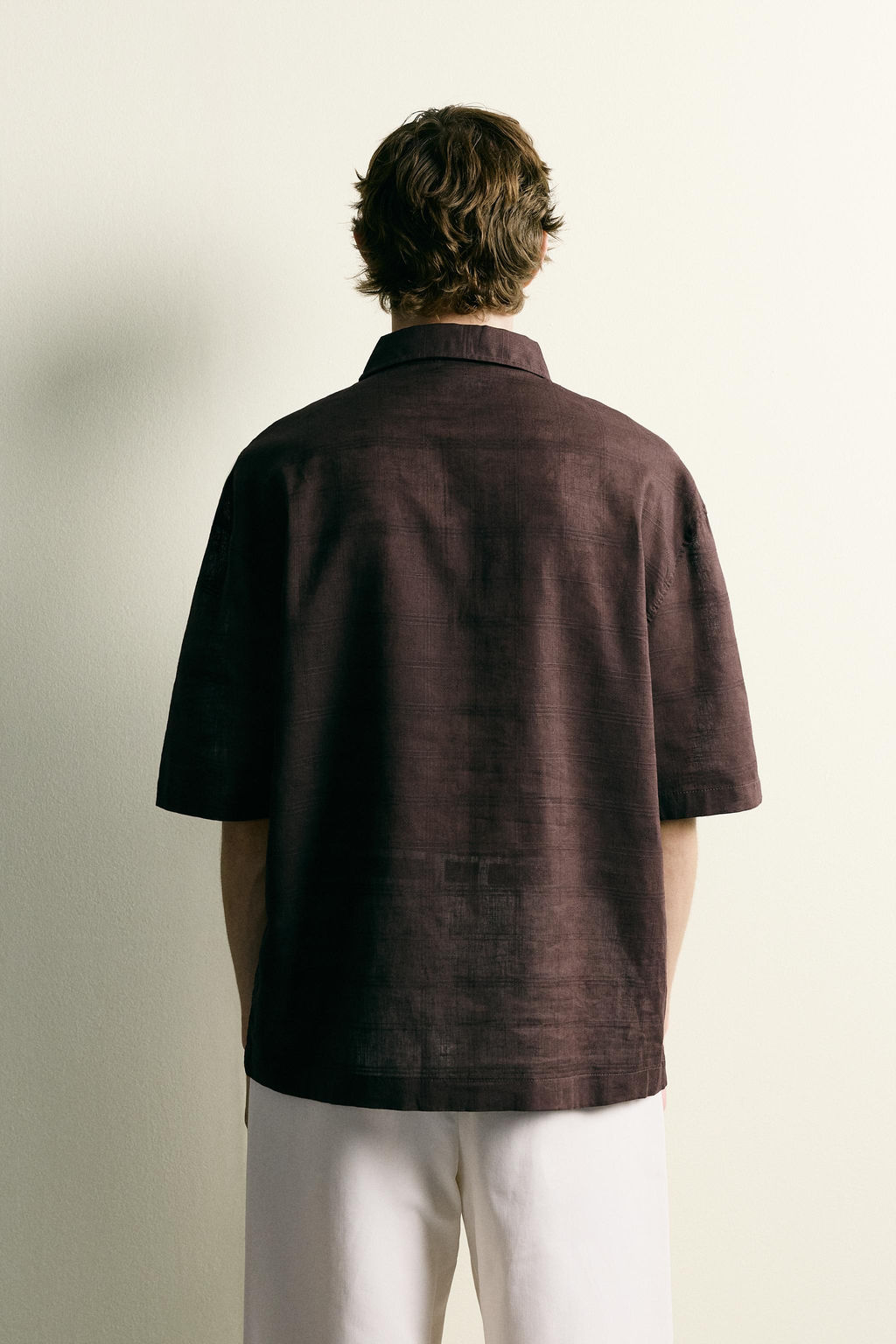 CAMISA POLO LINO - ALGOD?N / Chocolate - Zara фото 3