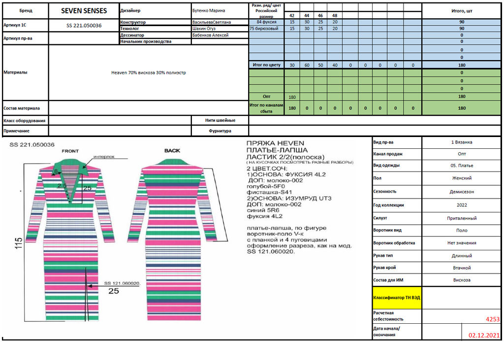 Платье 221.050036/бирюзовый