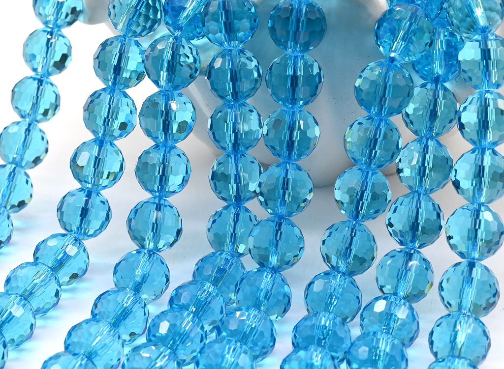 Бусины из циркона шарик гр.11мм цв.лазурный, 39см, 36 бусин Радуга камня