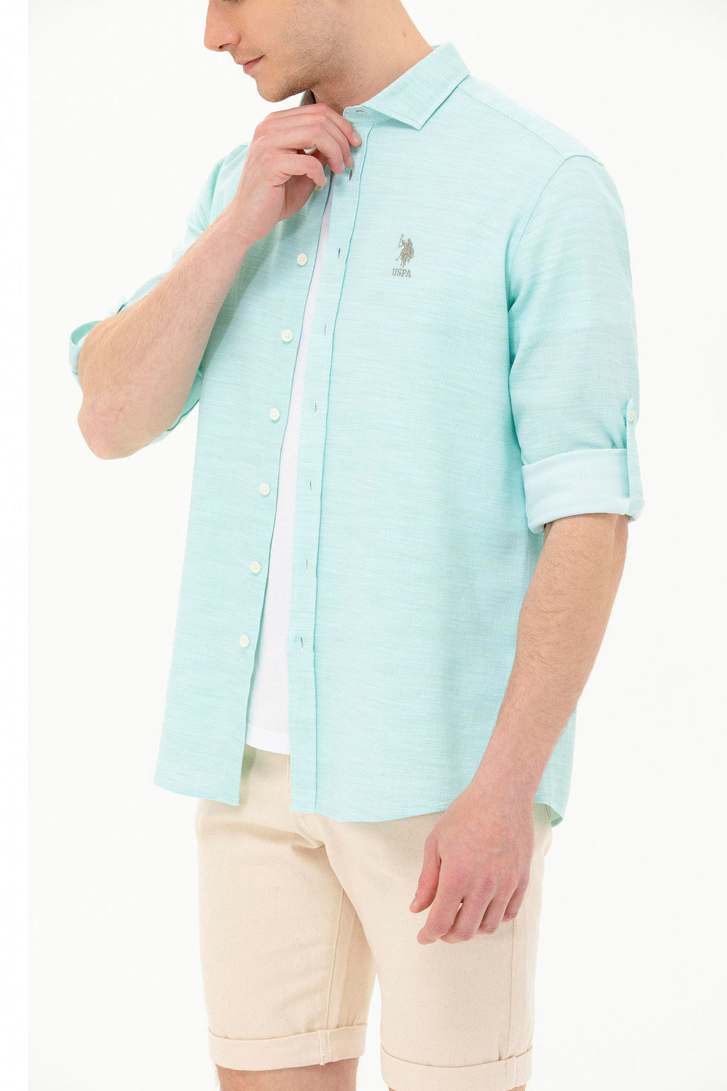 Мужская мятная рубашка с длинным рукавом - U.s. polo assn фото 6