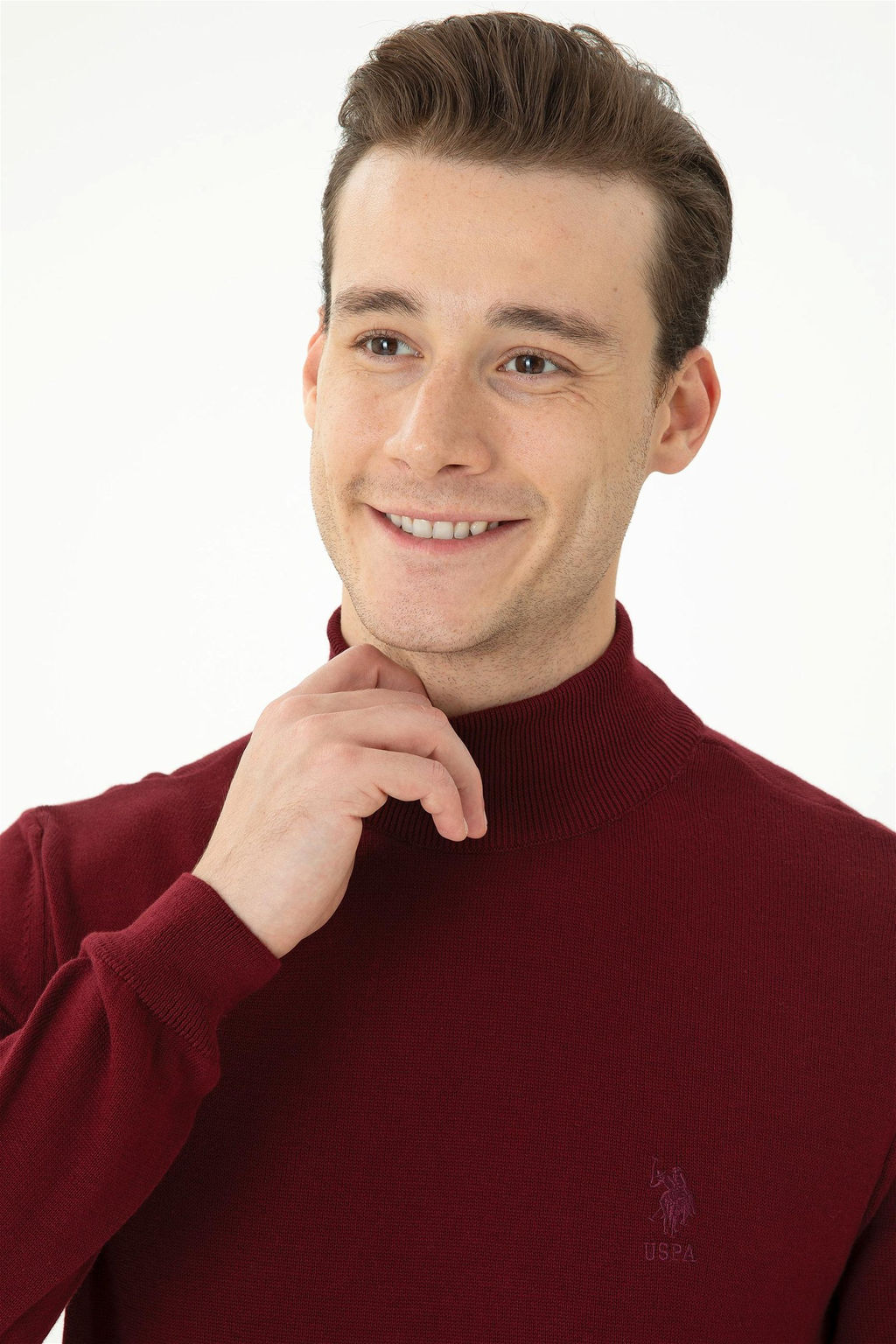 Свитер мужской U. S. Polo Assn базовый бордово-красный из хлопка - U.s. polo assn фото 9