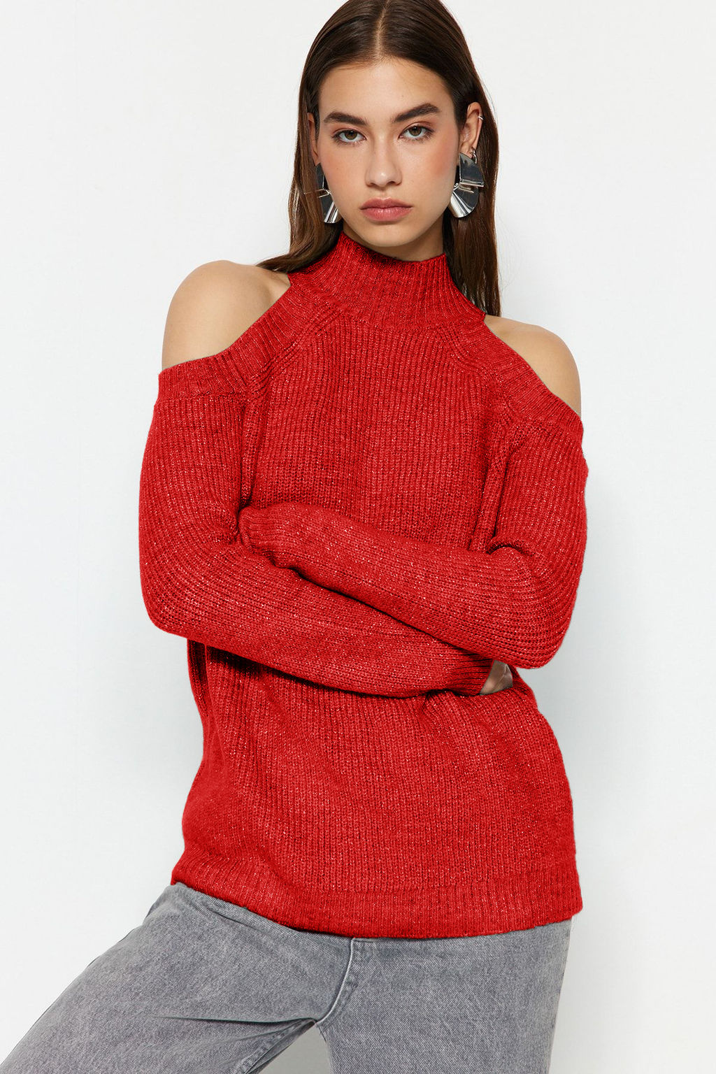 Tas Simli Pencere/Cut Out Detayl? Triko Kazak TWOAW20XS0006 - Trendyolmilla фото 10