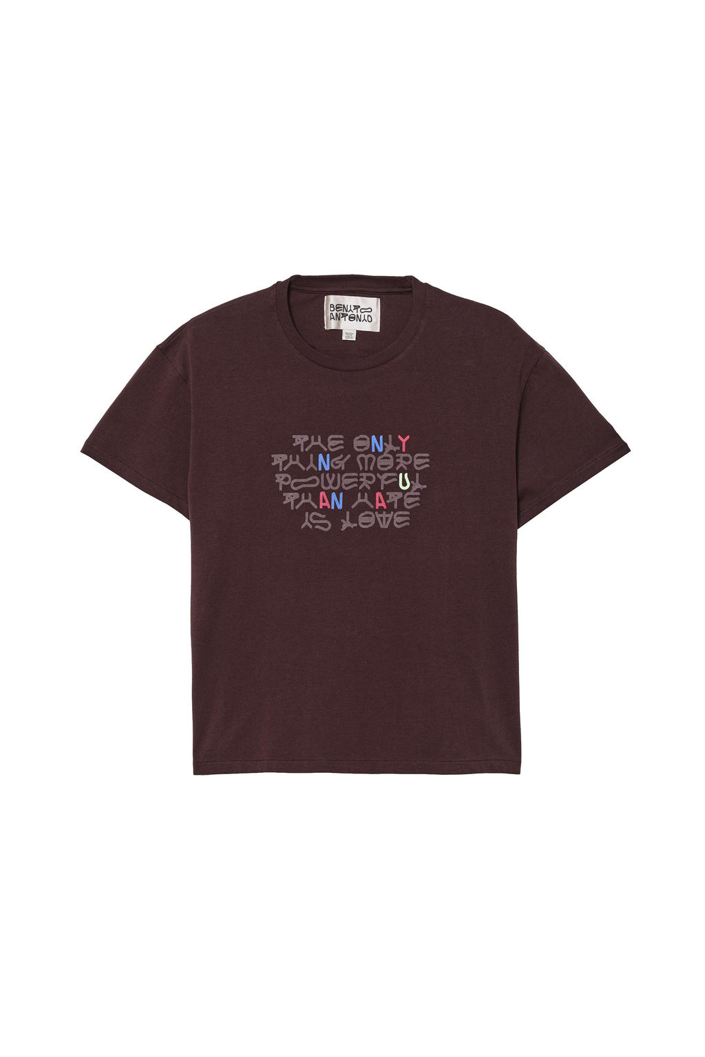 CAMISETA CROPPED FIT TEXTO AMOR / Marr?n