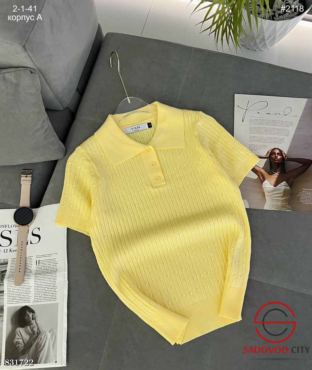 Женская футболка поло однотонная