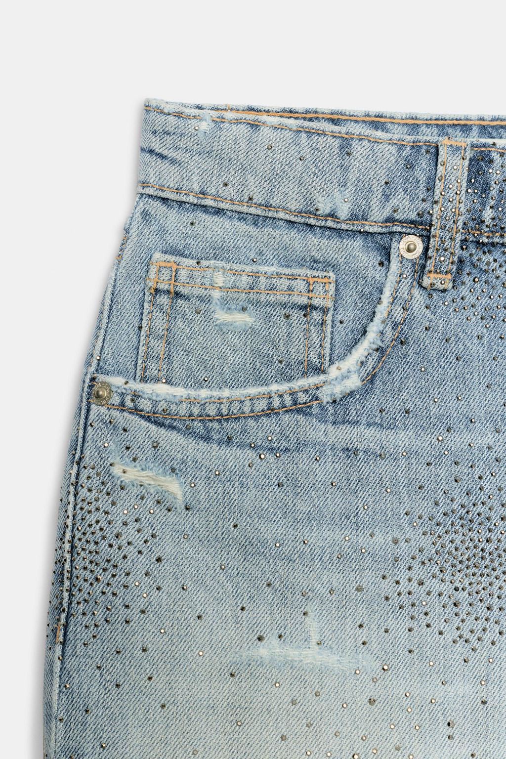 SHORTS CURVED DENIM TRF TIRO ALTO / Azul - Zara фото 8