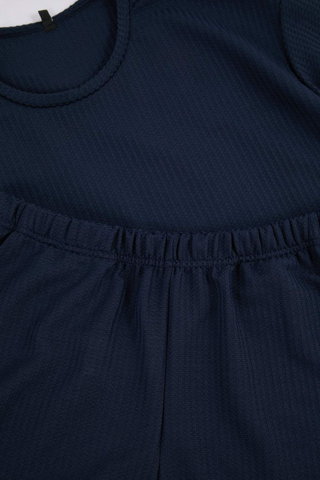 Lacivert Regular Fit Dokulu Esnek Orme Pijama Tak?m? TMNSS26PT00018