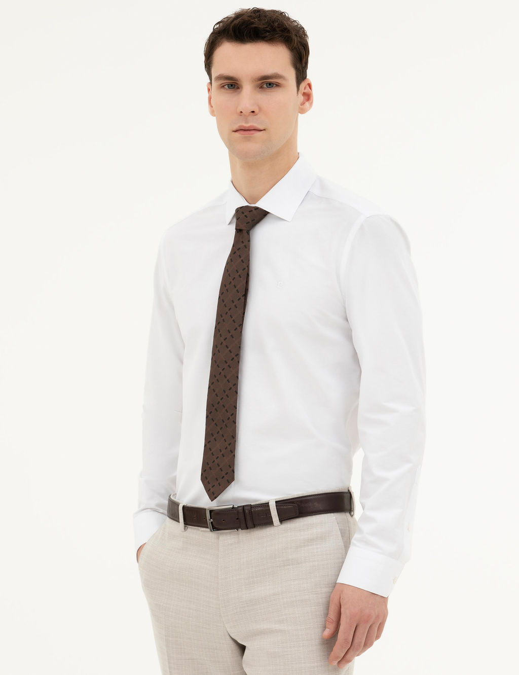 Beyaz Slim Fit Uzun Kollu Basic G_mlek