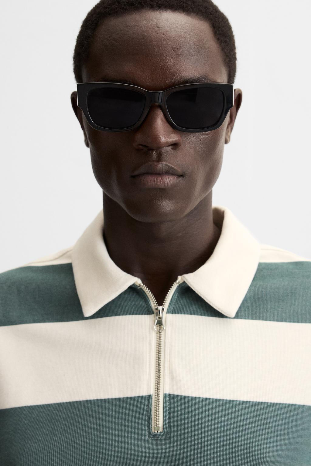 TEXTURED WEAVE POLO SHIRT WITH ZIP - Zara фото 6
