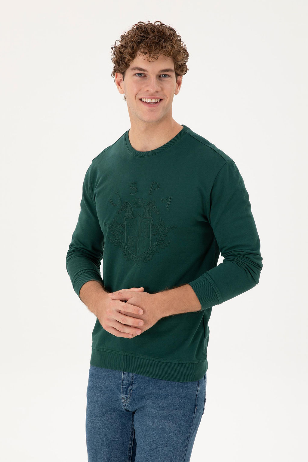 Erkek Koyu Ye_il Sweatshirt