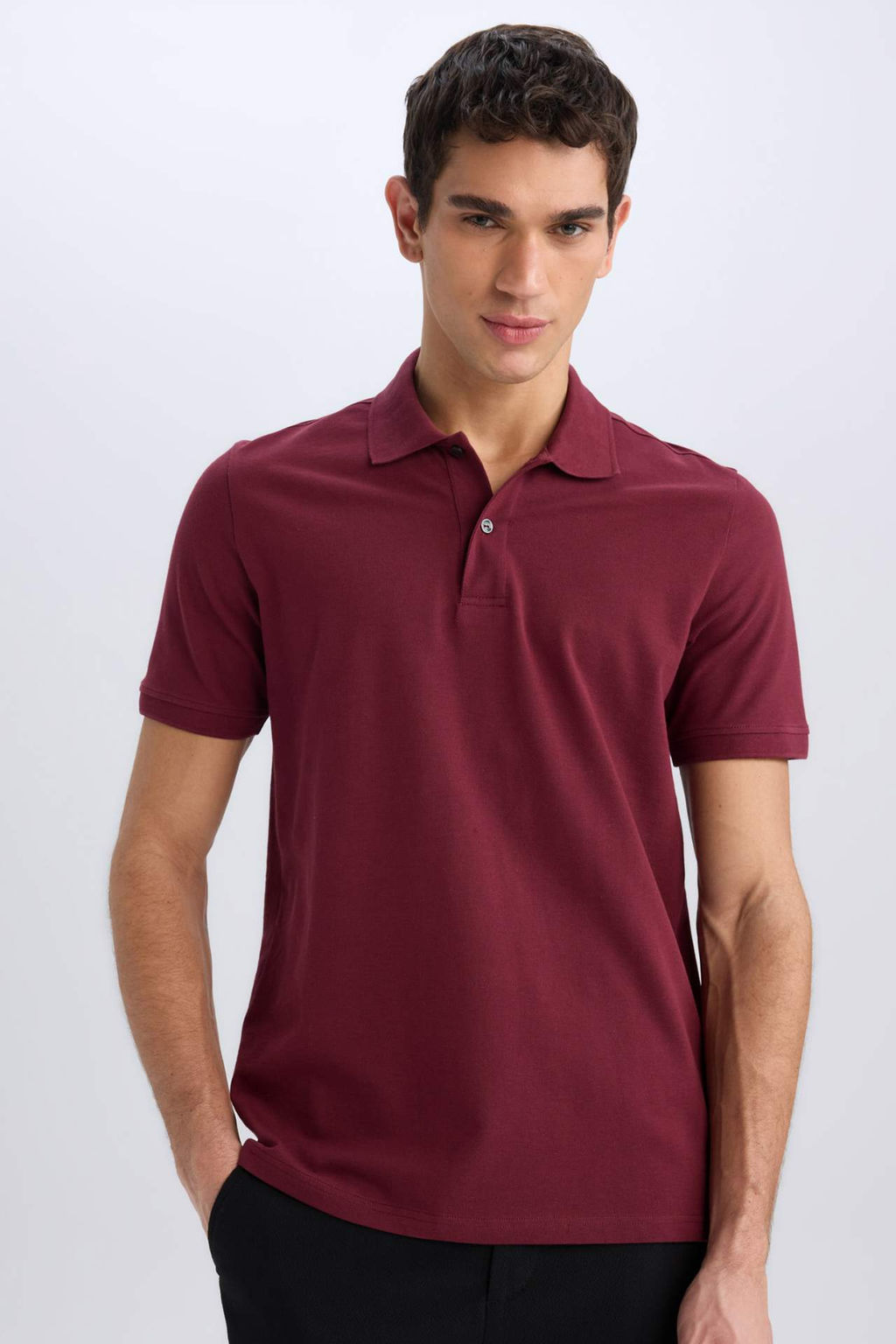 New Regular Fit K?sa Kollu Basic Duz Polo Tisort - Defacto фото 7