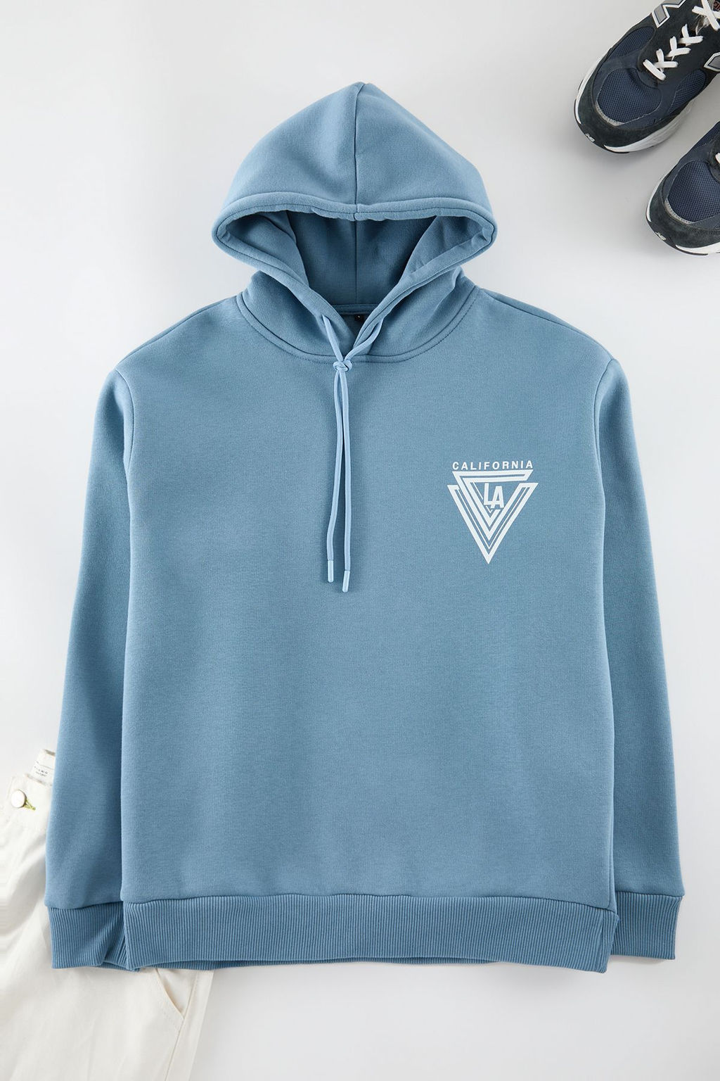 TRENDYOL MAN Turuncu %100 Pamuk Kapusonlu / Genis Kesim Kolej Bask?l? Ici Polarl? Sweatshirt TMNAW24SW00063 - Trendyolmilla фото 20