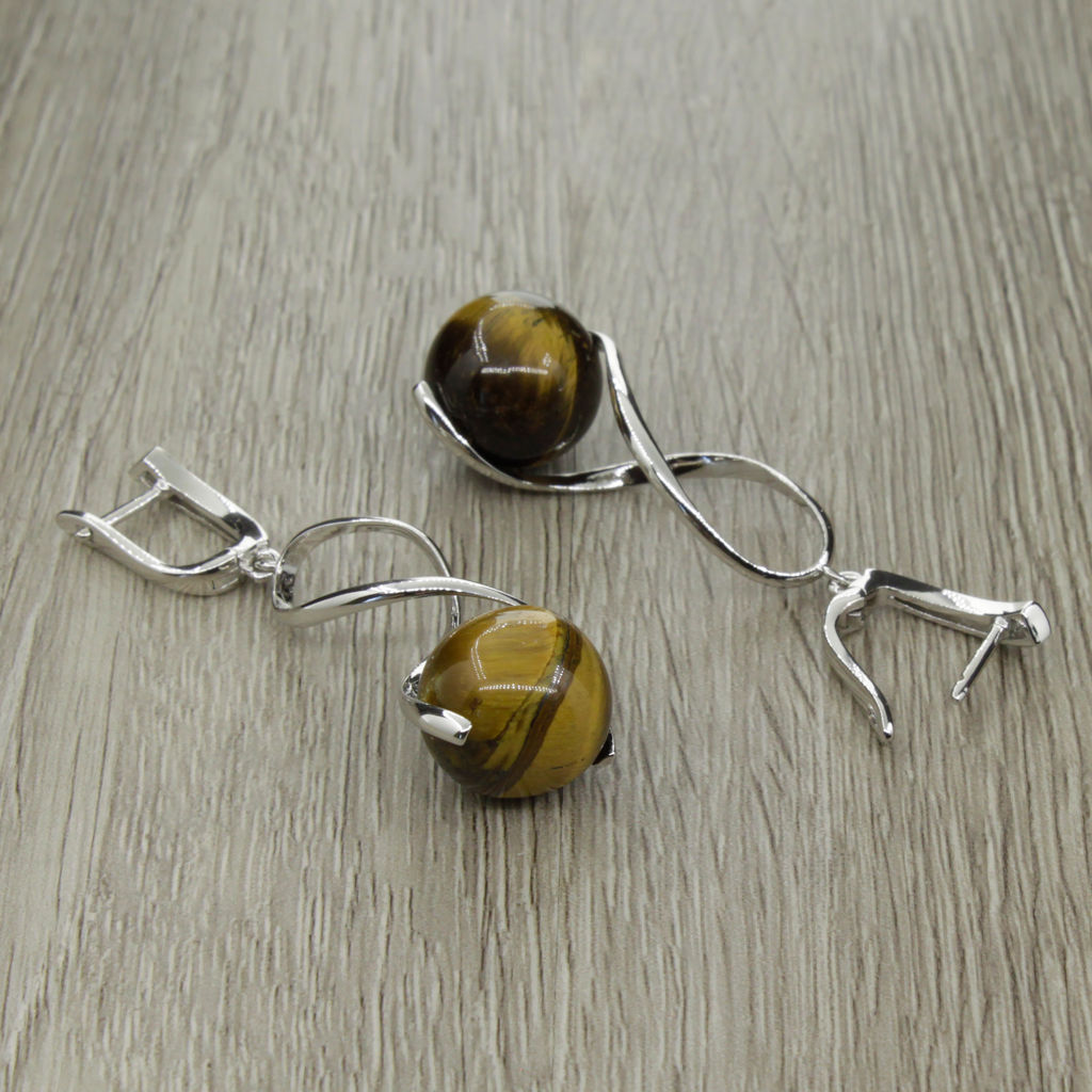 Серьги "Гелена" тигровый глаз