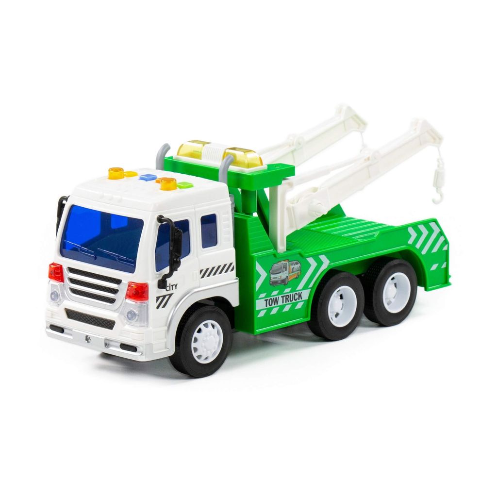 Сити, автомобиль-эвакуатор инерционный (со светом и звуком) (зелёный) (в коробке) - Полесье фото 2