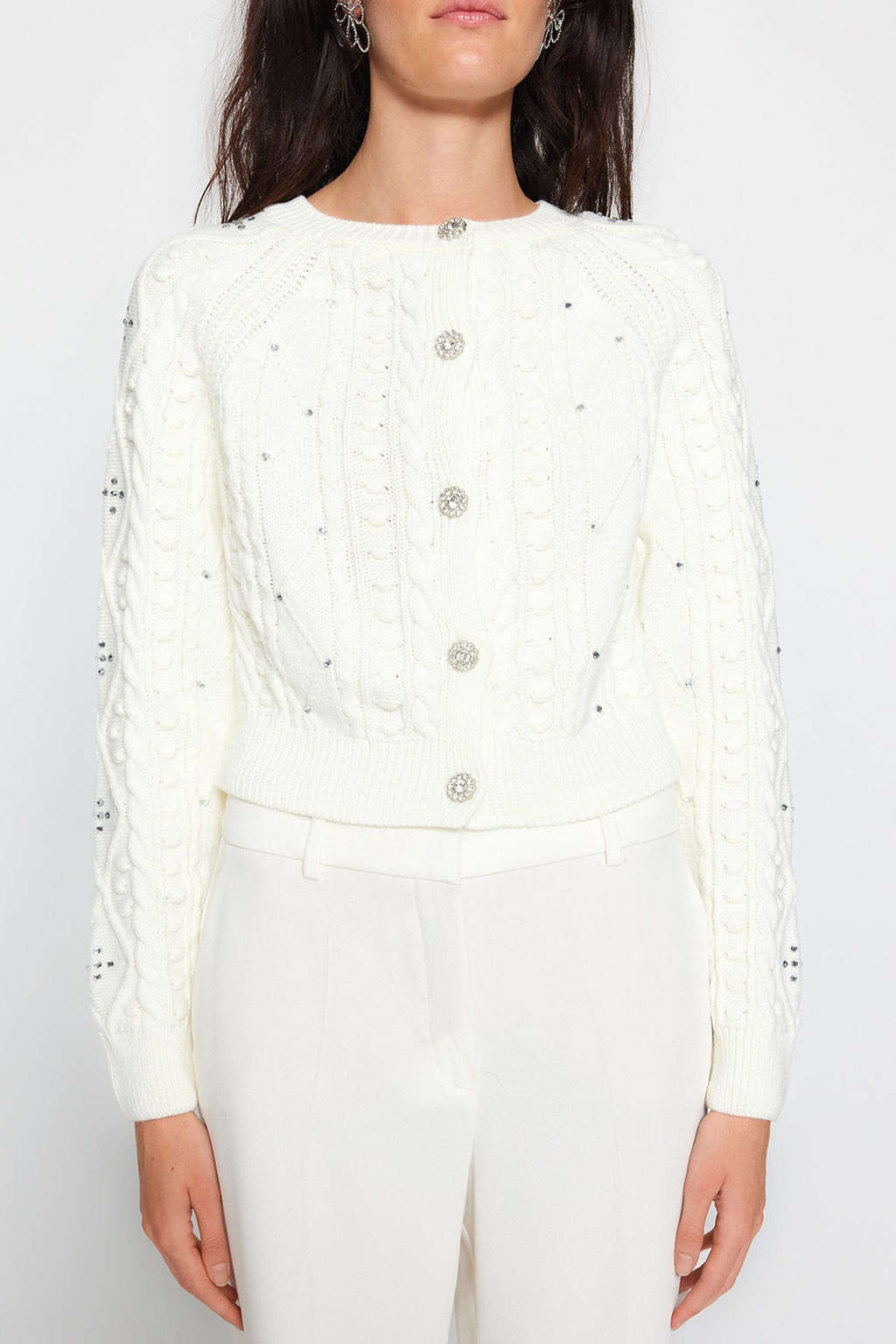 Ekru Cift Tarafl? Kullan?labilen Triko Kazak-H?rka TWOAW24KZ00144 - Trendyolmilla фото 3