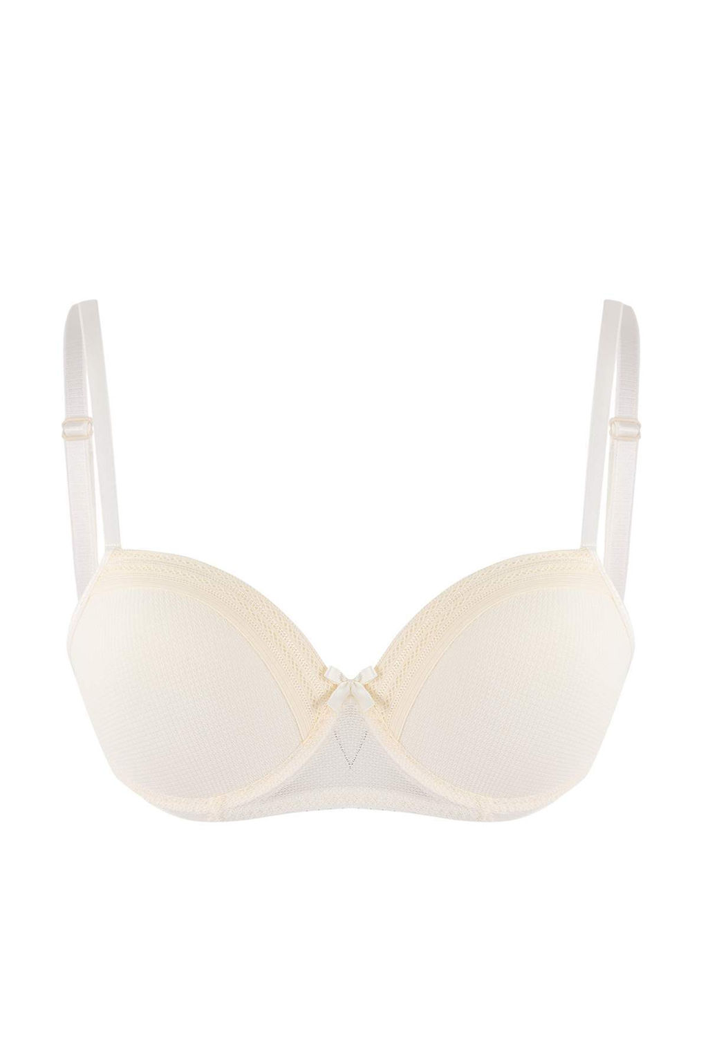 Beyaz Dantel ve Kurdele/Fiyonklu Push Up Balconette Orme Sutyen THMSS26SU00009