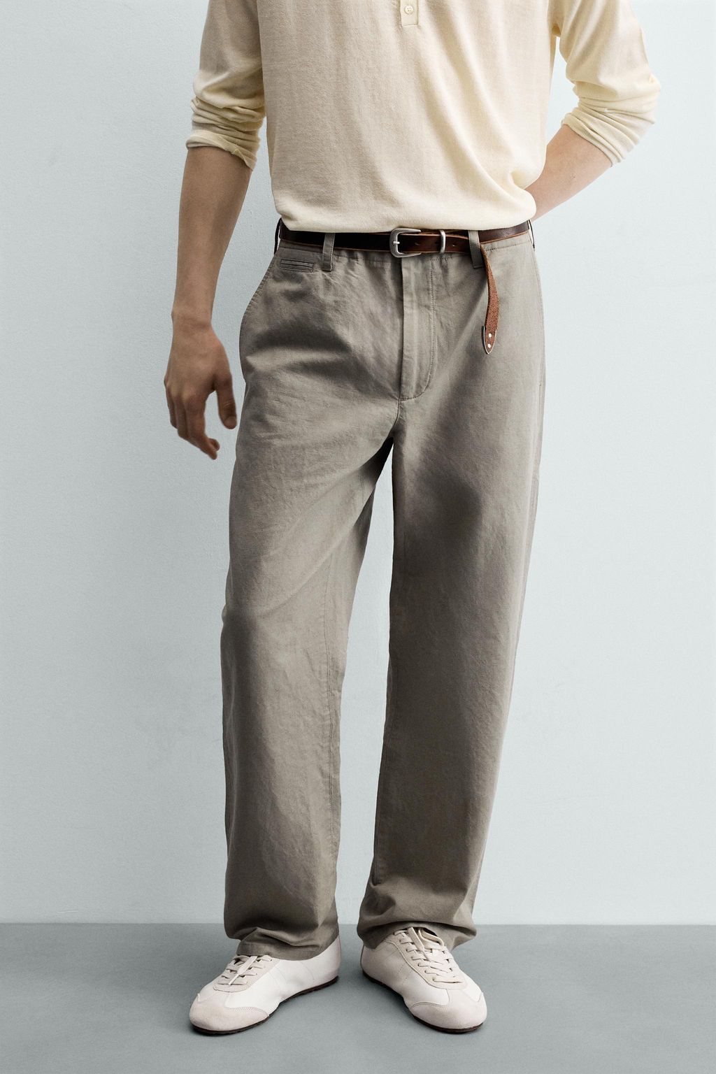PANTAL?N RELAXED FIT TRABILLA / Verde gris - Zara фото 2