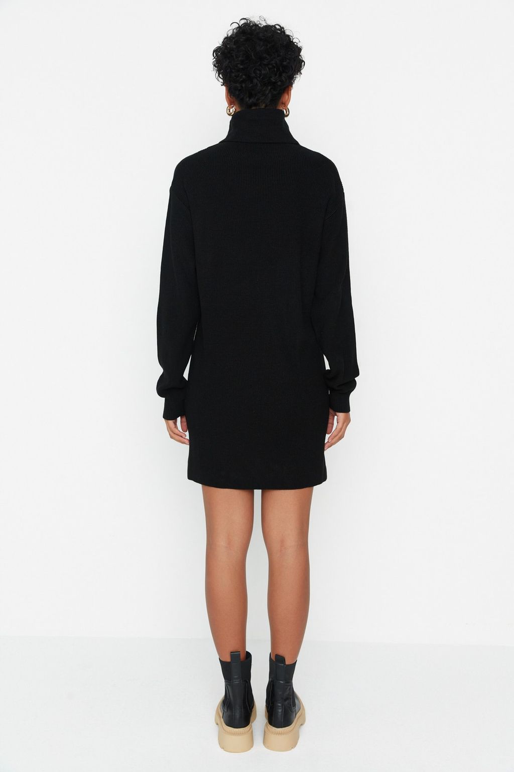 Siyah Mini Triko Genis Kal?p Elbise TWOAW23EL00026