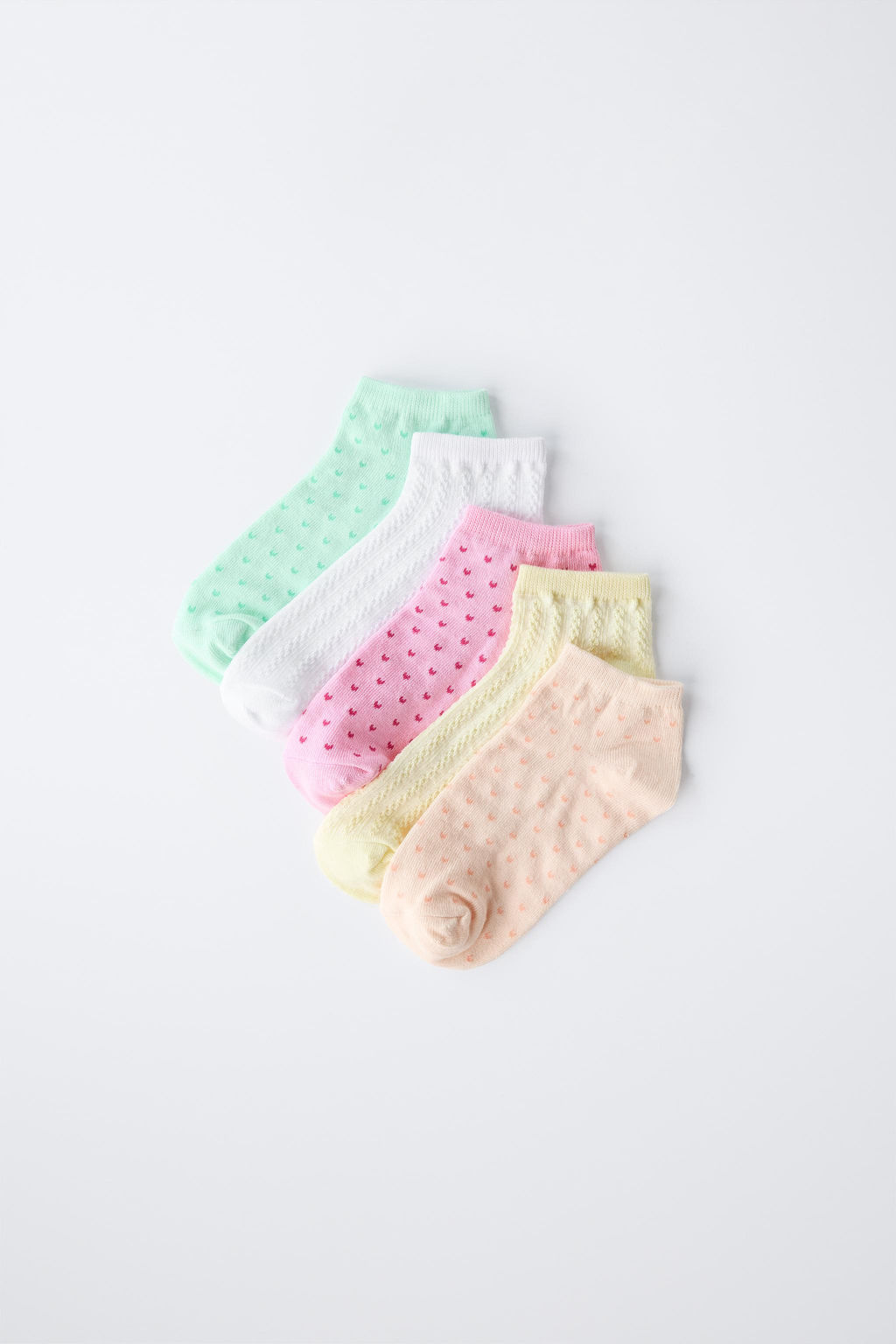 FIVE-PACK OF HEART AND TEXTURED ANKLE SOCKS