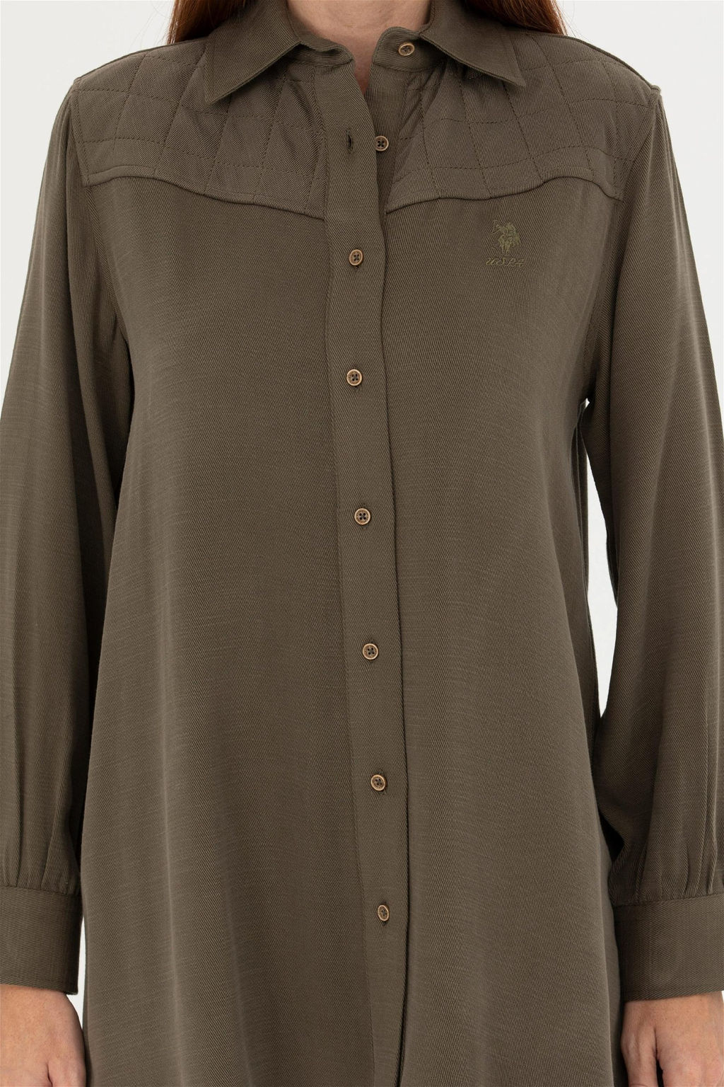 Женская рубашка цвета хаки с длинным рукавом - U.s. polo assn фото 13