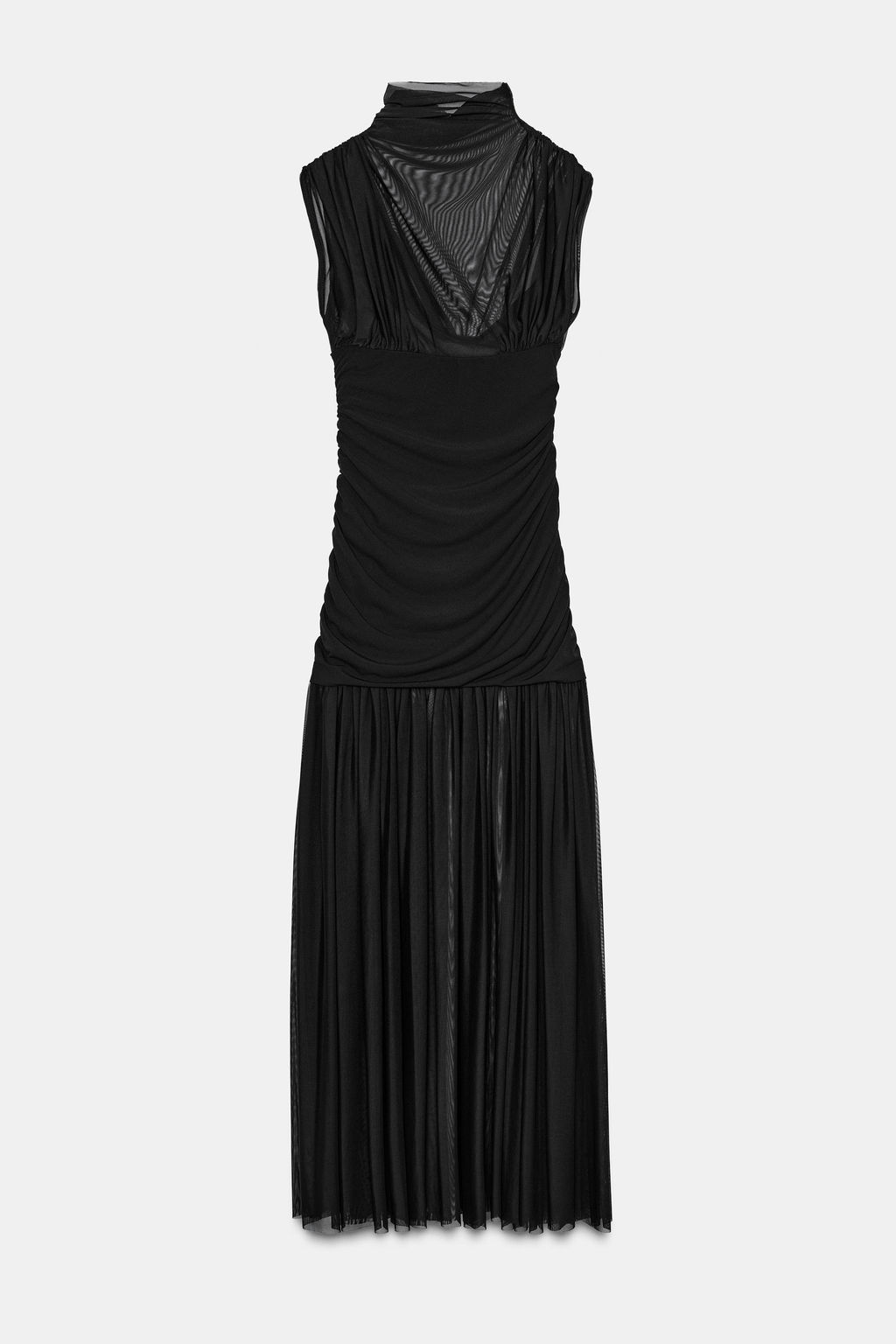 CONTRAST DRAPED MIDI DRESS - Zara фото 9