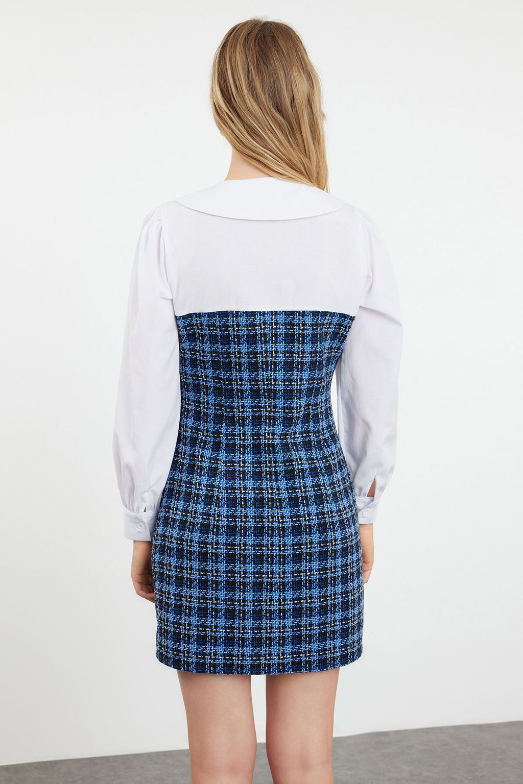 TRENDYOLMILLA Mavi Ekose / Kareli Dokuma Elbise TWOAW23EL00701  фото 23