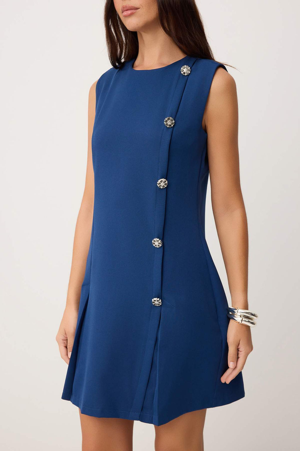 TRENDYOLMILLA Siyah Duz Kesim Dugme Detayl? Mini Dokuma Elbise TWOSS24EL00704  фото 18