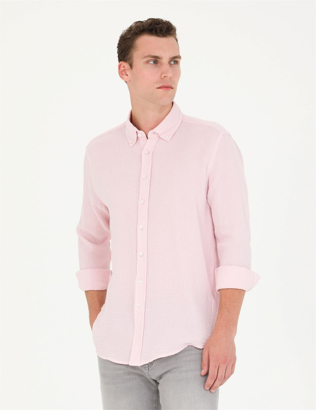 Pembe Regular Fit Uzun Kollu G_mlek