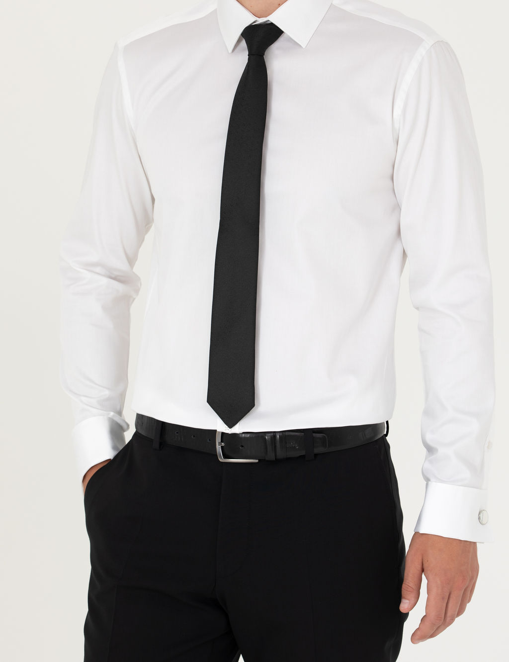 Beyaz Slim Fit Uzun Kollu Basic G_mlek