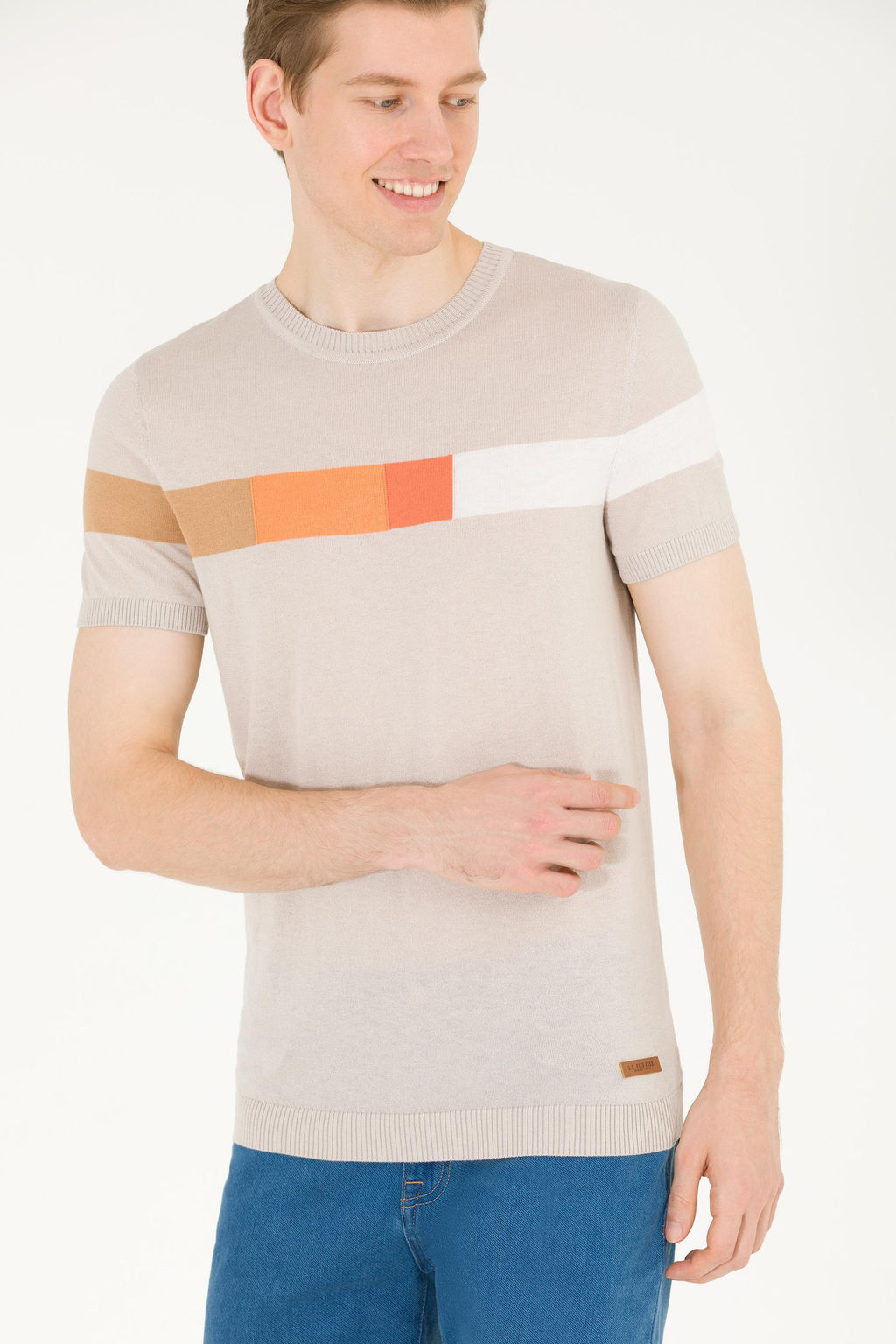 U. S. Polo Assn Мужской трикотажный свитер с круглым вырезом и камнями - U.s. polo assn фото 2