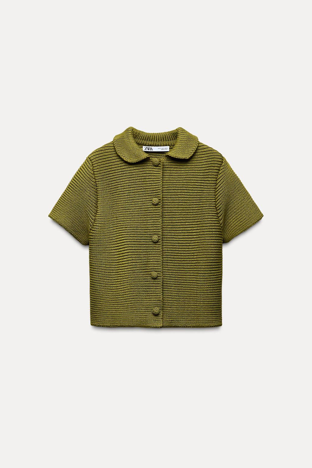 CHUNKY KNIT CARDIGAN WITH PETER PAN COLLAR - Zara фото 3