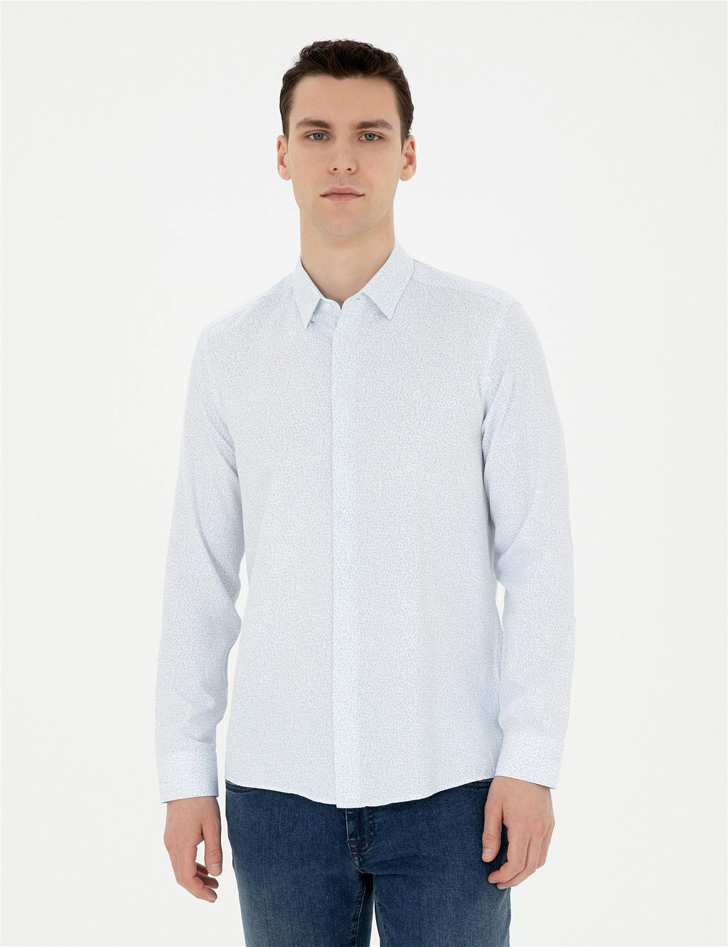 A__k Mavi Slim Fit Uzun Kollu G_mlek