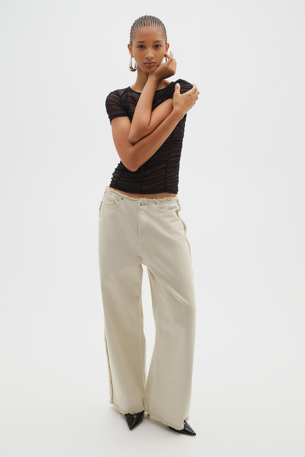 Top fruncido de malla - H&m фото 2