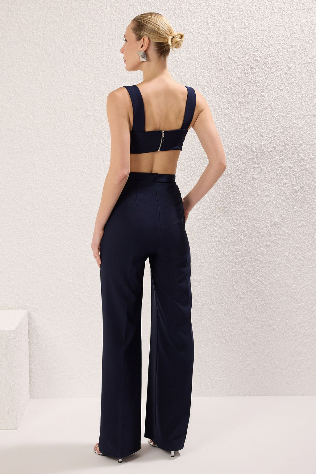 TRENDYOLMILLA Lacivert Genis Paca S?rt Detayl? Uzun Dokuma Tulum TWOSS25TU00019 фото 8