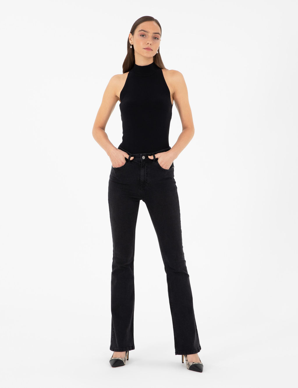 Siyah Skinny Flare Jean Pantolon - Pierre cardin фото 3
